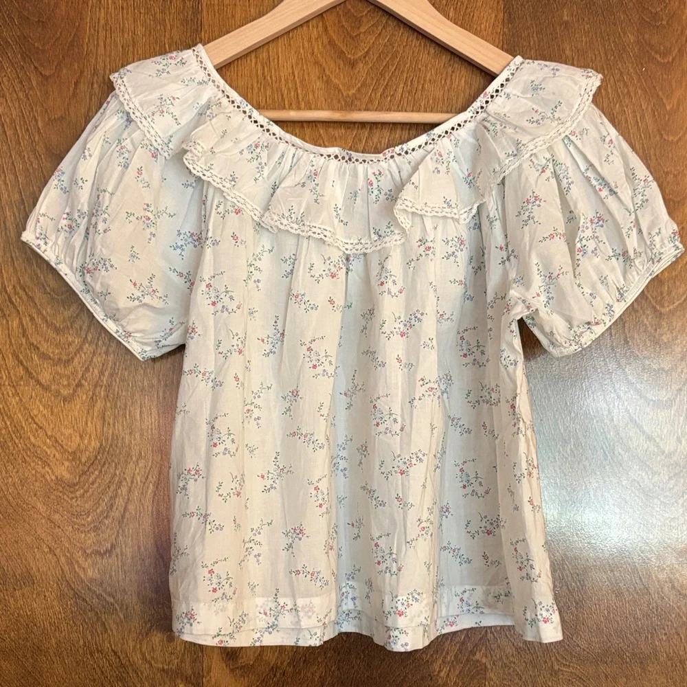 Doen Floral Ruffle Blouse - Cream - Picture 4 of 4